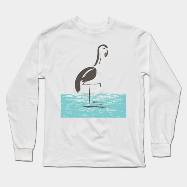 Brush Flamingo Long Sleeve T-Shirt by SWON Design